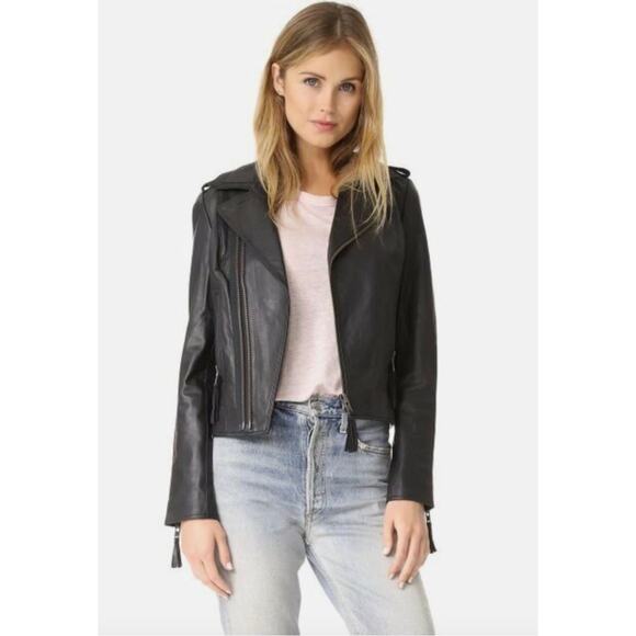 Joie Ailey Leather Moto Jacket in Sergeant Blue - Picture 7 of 16
